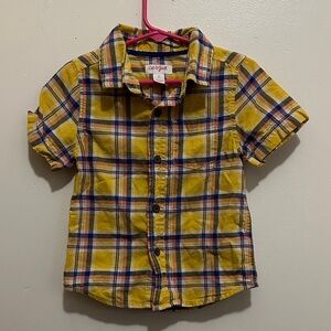 Cat & Jack Yellow and Blue Plaid Button Down Shirt
